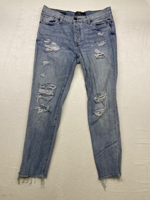 Lucky Brand Sienna Slim Boyfriend Jeans Women's 2/26 Distressed Denim Raw Hem