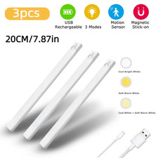 3pcs LED Motion Sensor - Dimmable Cabinet Lights, USB Rechargeable, 3Color Modes