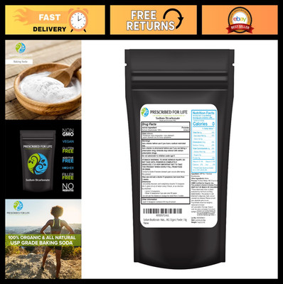 Prescribed For Life Sodium Bicarbonate Powder, Organic Aluminum Free Baking Soda