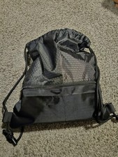 Drawstring Backpack Bag, Waterproof Draw String Back Sack with Zip Pocket, Gym D