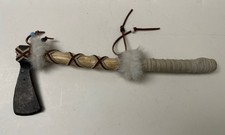 native american Small Tomahawk axe Cast  Leather Fur 14.5  x5  