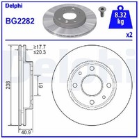 2X Bremsscheibe Vorne FüR Nissan Kubistar X76 1.6 03 Bis 26 Delphi Teil K9K714