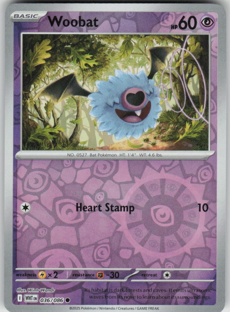 Pokemon Woobat Common SV: White Flare 036/086 NM