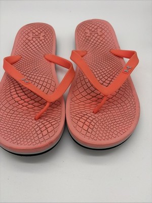 Under Armour Atlantic Dune Women Sz 8 Coral Pink Orange Flip Flop Sandals Clean