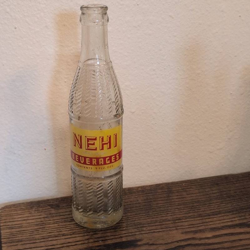 Nehi 9 fl oz Clear Glass Soda Bottle Advertising, Soda Theme