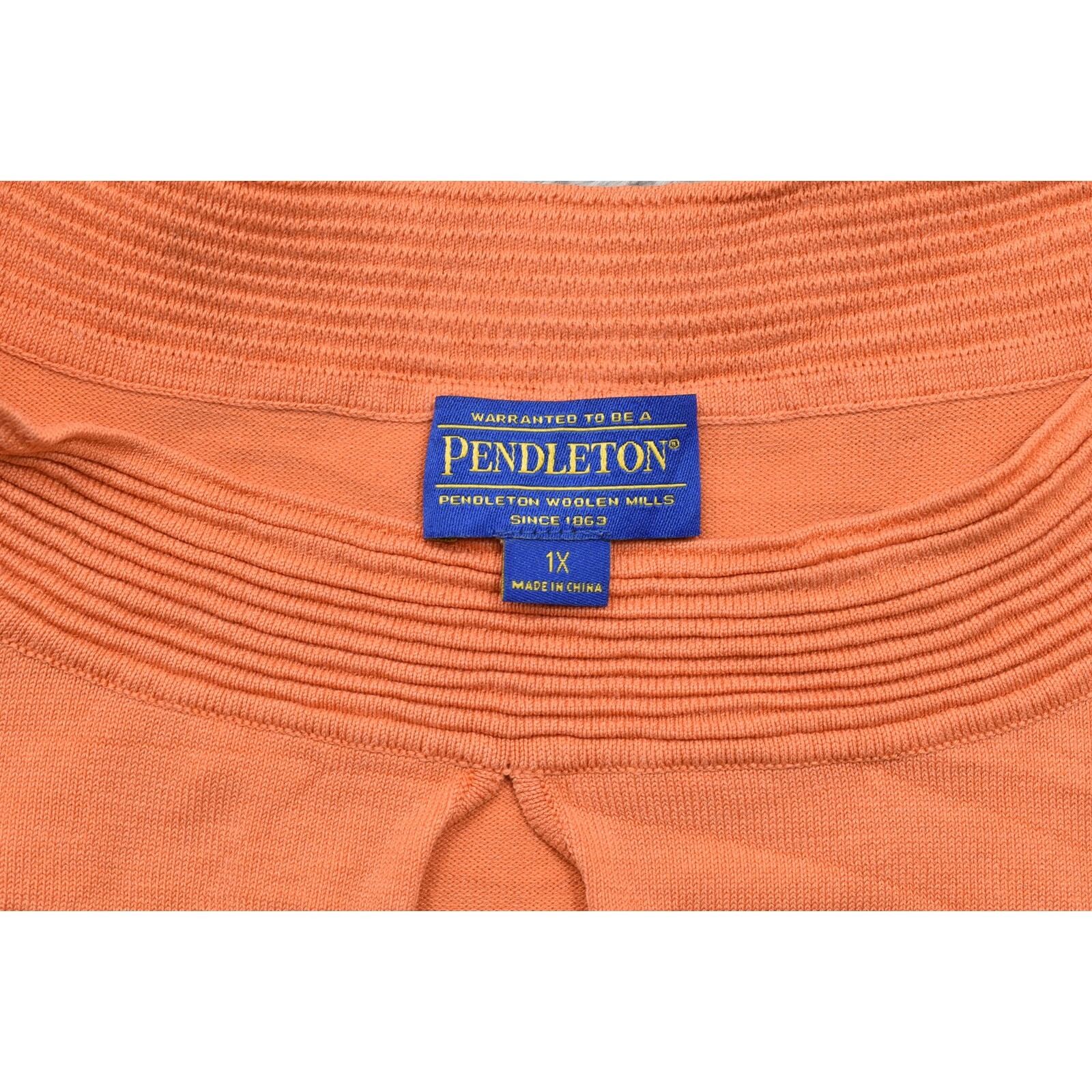 Pendleton Orange Silk Blouse 1X Plus Preowned Key… - image 8