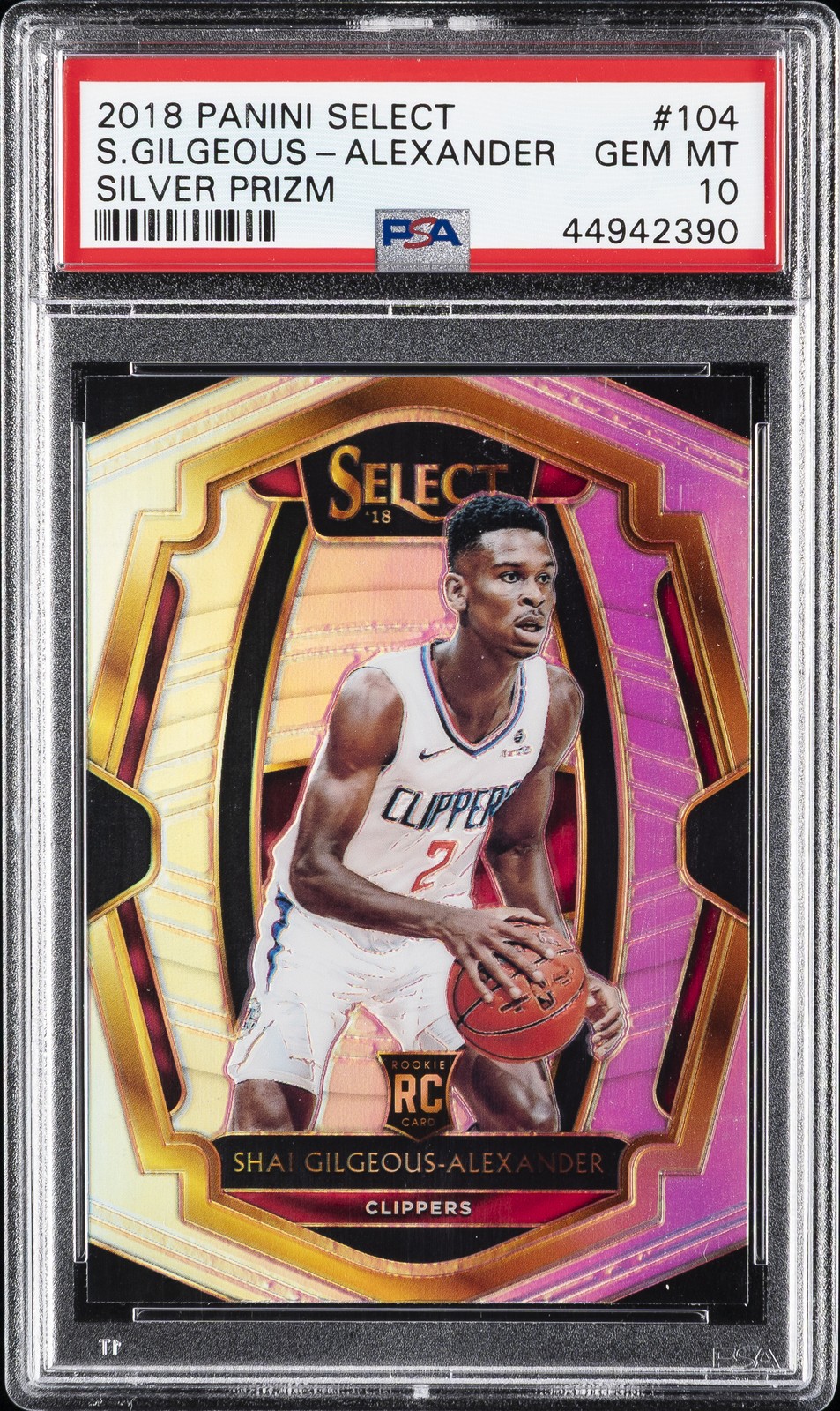 2018 PANINI SELECT SILVER PRIZM #104 SHAI GILGEOUS-ALEXANDER PSA 10