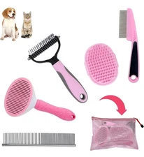 Dog Grooming Kit - Deshedding Brush for Short Hair, 5 In 1, A-Pink 5 Kits 