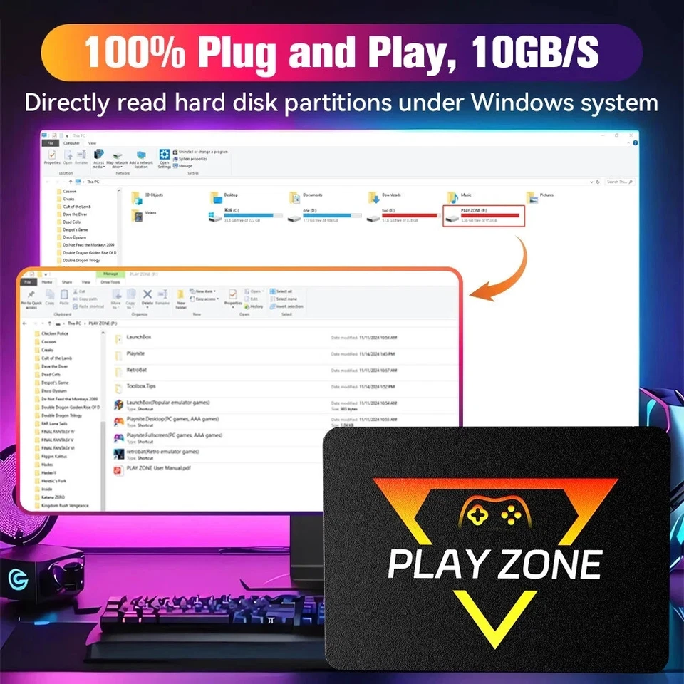 Playzone 1TB External Emulator Game SSD Built-In16000 Retro&Aaa Games Portable - Image 3 of 4