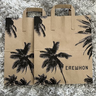 EREWHON ショッパー トートバッグ パームツリー柄 Erewhon Logo Palm Tree Recycled Paper Tote Brown Bags Grocery