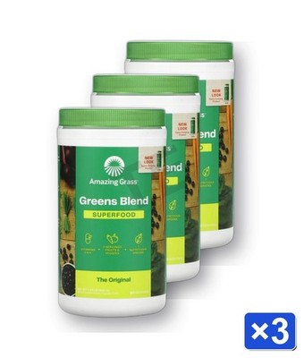 Amazing Grass Greens Blend Superfood Powder, 60svgs, 3 Pack - Exp. 7/26