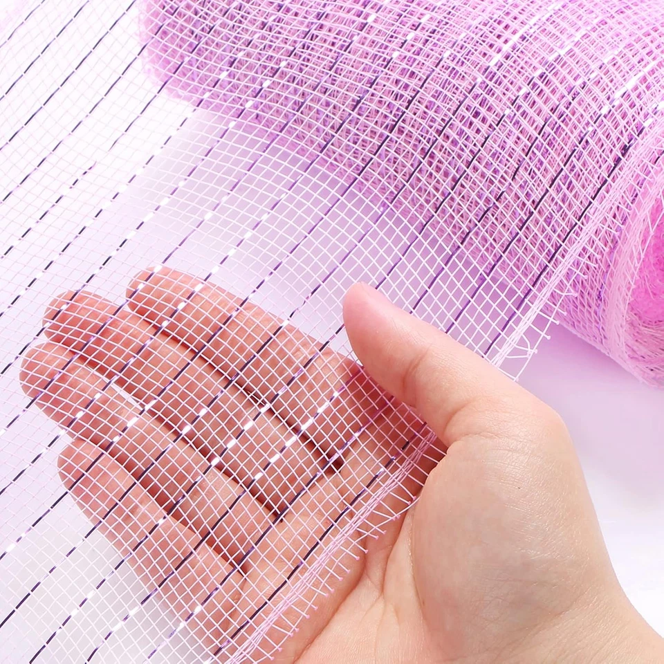 Deco Mesh 5.9 Inch X 30 Feet Decor Mesh Ribbon with Metallic Foil Deco Mesh Wrea - Image 3 of 4