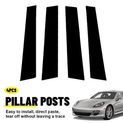 4X For Porsche Panamera 2017 2018 2019-2021 Glossy Black Pillar Post Door Trim H