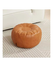 Round Clothes Storage Chair PU Leather Sofa Footstool Ottoman Seat Living Room