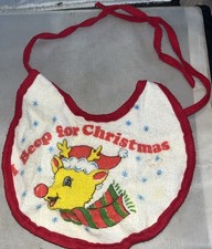 Beep for Christmas Rudolph Baby Bib Mid Century Squeaker Works