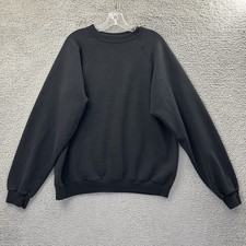 Vintage 90s Hanes Blank Sweatshirt Black Crew Neck Cotton USA Casual Men's XL