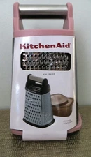 KitchenAid Box Grater Dried Rose PINK- Large Sturdy W/Covered Container  NEW