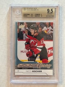 Nico Hischier 2017-18 Upper Deck Young Guns #201 BGS 9.5 GEM MINT RC Rookie T659