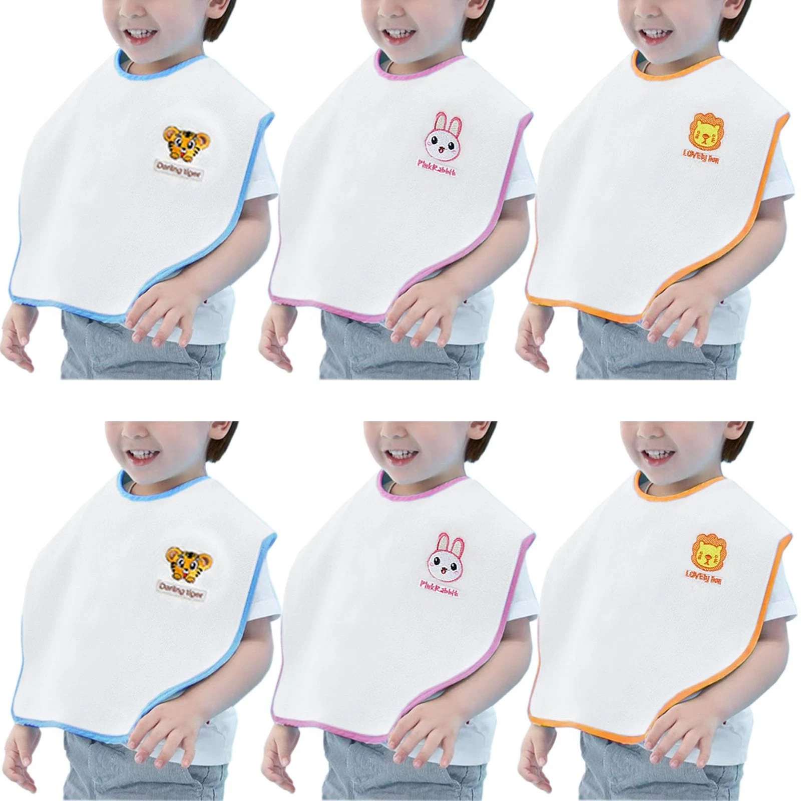 Set of 6 Baby Bibs,Bibs 2-4 Years,Soft & Waterproof,Bibs for baby girl.