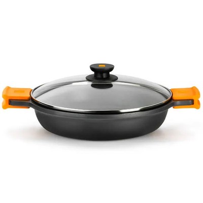 BRA Efficient Low Kasserolle 36 cm mit Deckel Aluminium schwarz Induktion
