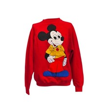Vintage Upcycled Cartoon Mouse Graphic Sweatshirt Red 50/50 USA Made Sz XL
