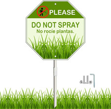 Do Not Spray Signs with Stake,No Spray Yard Sign,Reflective Rust Free Aluminum,