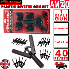 Neilsen Plastic Rivet Gun Garage Car Bodyshop Hand Riveter Tool 40 Rivets Set