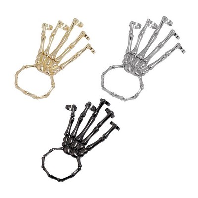 Skelett Hand Armband mit Ringen verstellbar Schmuck Kette für Nachtclub