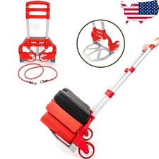 Portable Folding Collapsible Luggage Aluminum Push Cart Dolly Transport Trolley