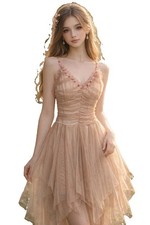 Y2K Blush Nude Tulle Dress Fairycore Prom balletcore blush coquette Ethereal