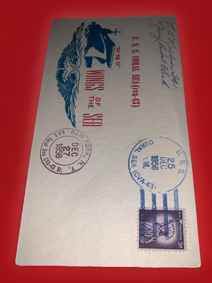 1956 USS Coral Sea CVA-43 (“the Big 43”)Wings Of The Sea FDC Rare Cover Dec 25 - Image 3 of 4