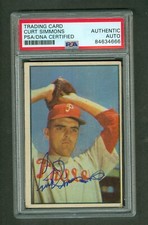 Curt Simmons 1953 Bowman Color Vintage #64 PSA/DNA Encased On Card Autograph