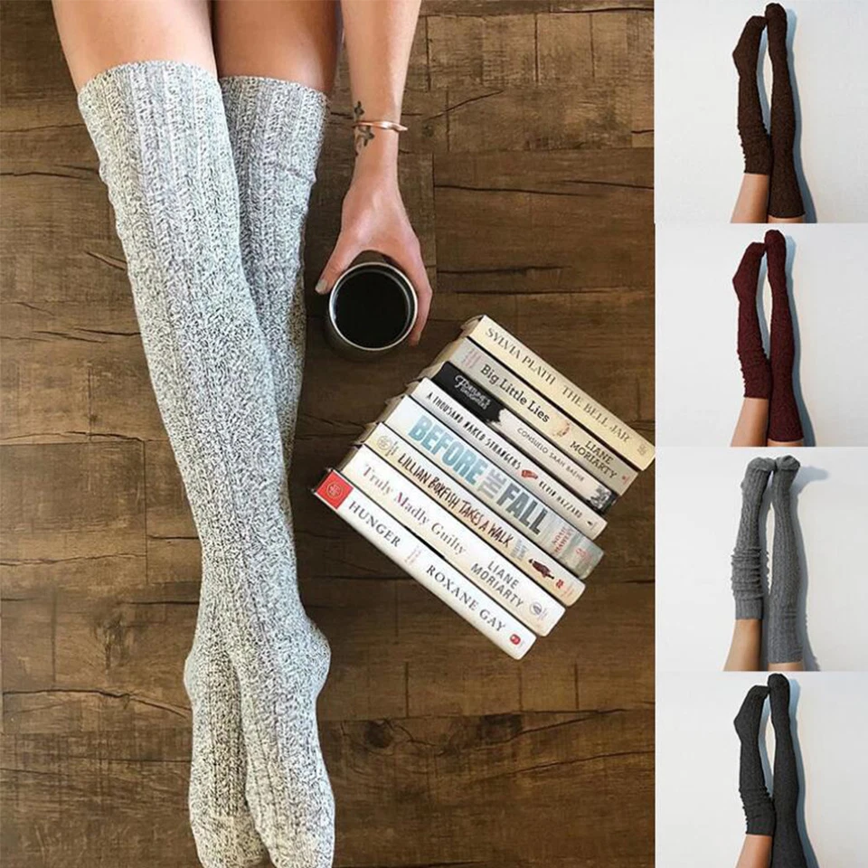 MARKENLOS Overknee Strümpfe Damen Strickmuster Kniestrümpfe Lang Stick Warm Socken Ostern