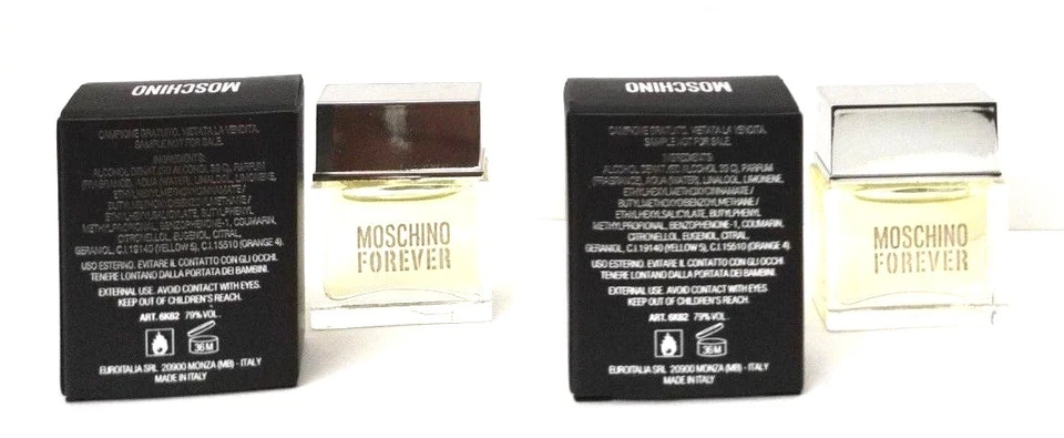 Paquete de 2 MINI MOSCHINO FOREVER PARA HOMBRE, Eau de Toilette 0,12 OZ ea Nuevo SPLASH Foto 3 de 3