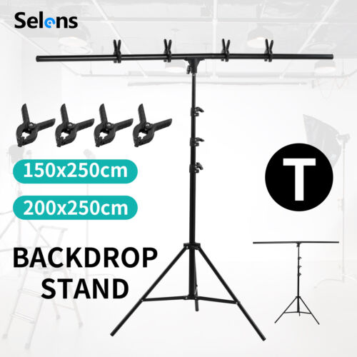 Studio Large Size T Backdrop Stand Metal Photography Support For PVC Background - Foto 1 di 9