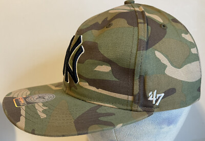 New York Yankees '47 Brand Mens Black Logo Camo Clean Up Hat | eBay