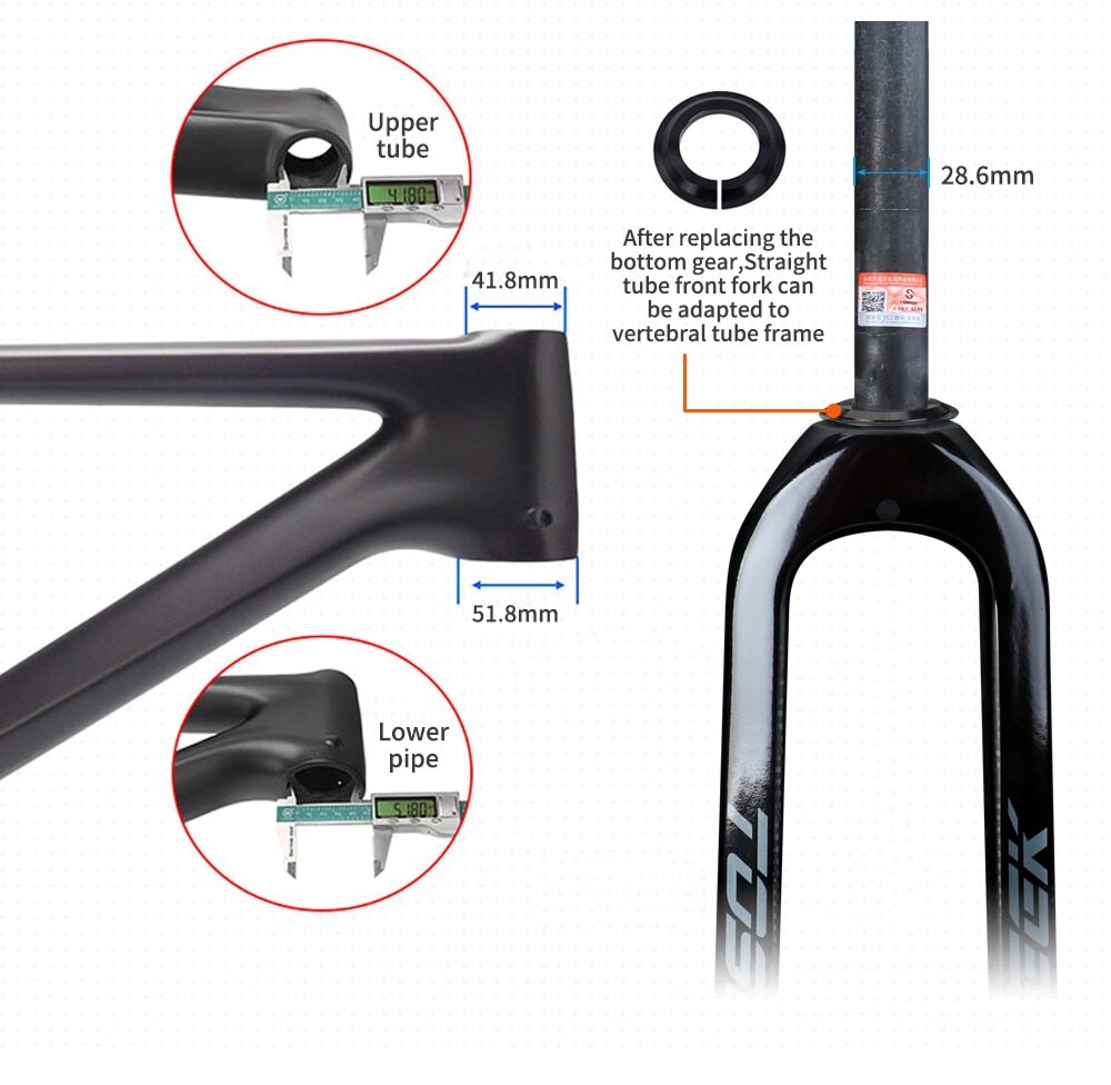 26/ 27.5 / 29er Carbon Fiber Mountain Bike Fork MTB Bicycle Rigid