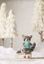 Anthropologie Hobbies Handmade Felt Raccoon Ornament Reader Teacher Books NEW