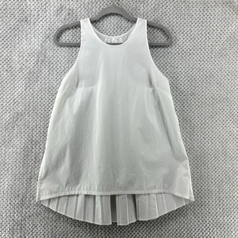 athleta crew neck pleated back relaxed fit tennis tank-top