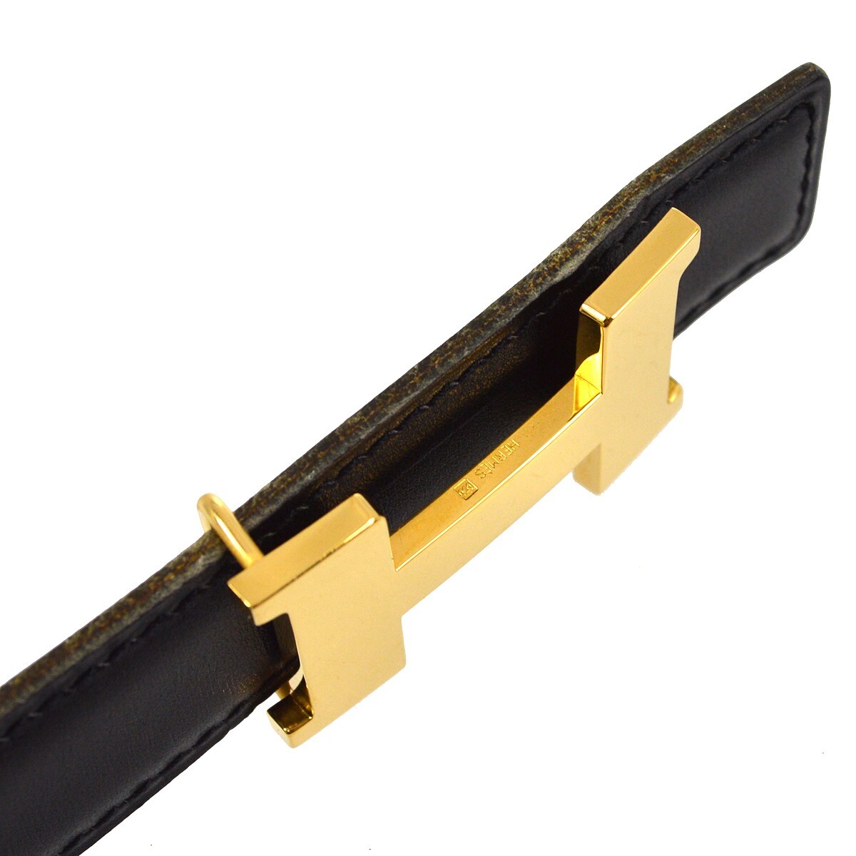 Hermes Black Box Calf Constance Reversible Belt #65 Small  display picture 1