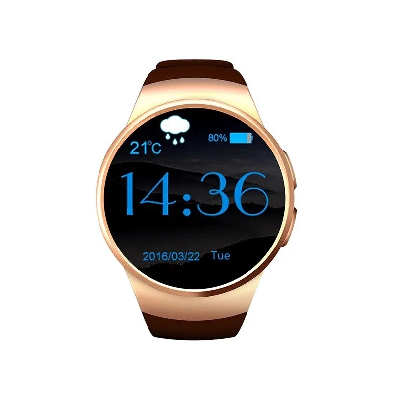 KW18 Smartwatch Herzfrequenz Runder Bildschirm SIM TF Karte für IOS und Android
