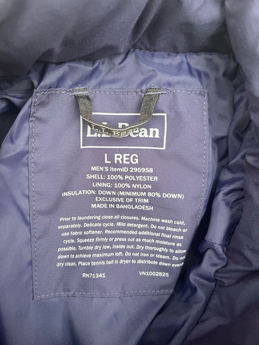 LL Bean Men's DownTek Classic Parka Coat Jacket Puffer Size LL Bean Men's DownTek Classic Parka Coat Jacket Puffer Size