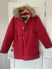 Woolrich Original Red Ladies Arctic Parka Fur Trim Slim Fit Uk S