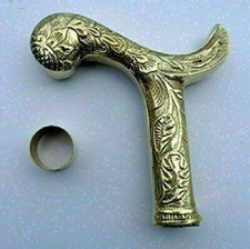Antique Handmade Polish Brass Designer Head Handle for Walking Stick Cane Men