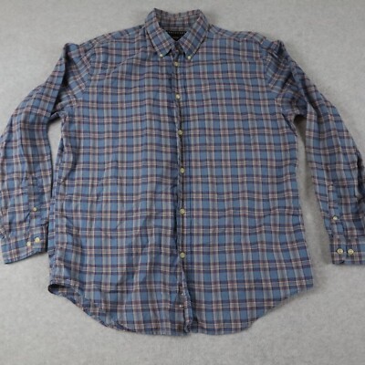 Consensus Shirt Mens Large Sportswear Pocket Button Down Blue Plaid Long Sleeve