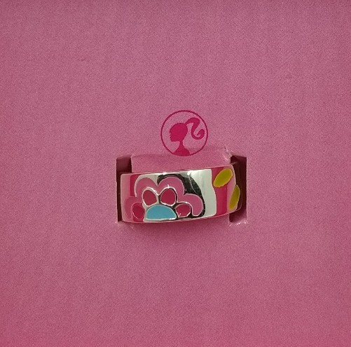 Sortija para niñas Barbie en plata de ley. Flores.