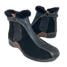 Sofft Ankle Boots Bootie Womens 7 M Black Suede Leather Shearling Low 1503521