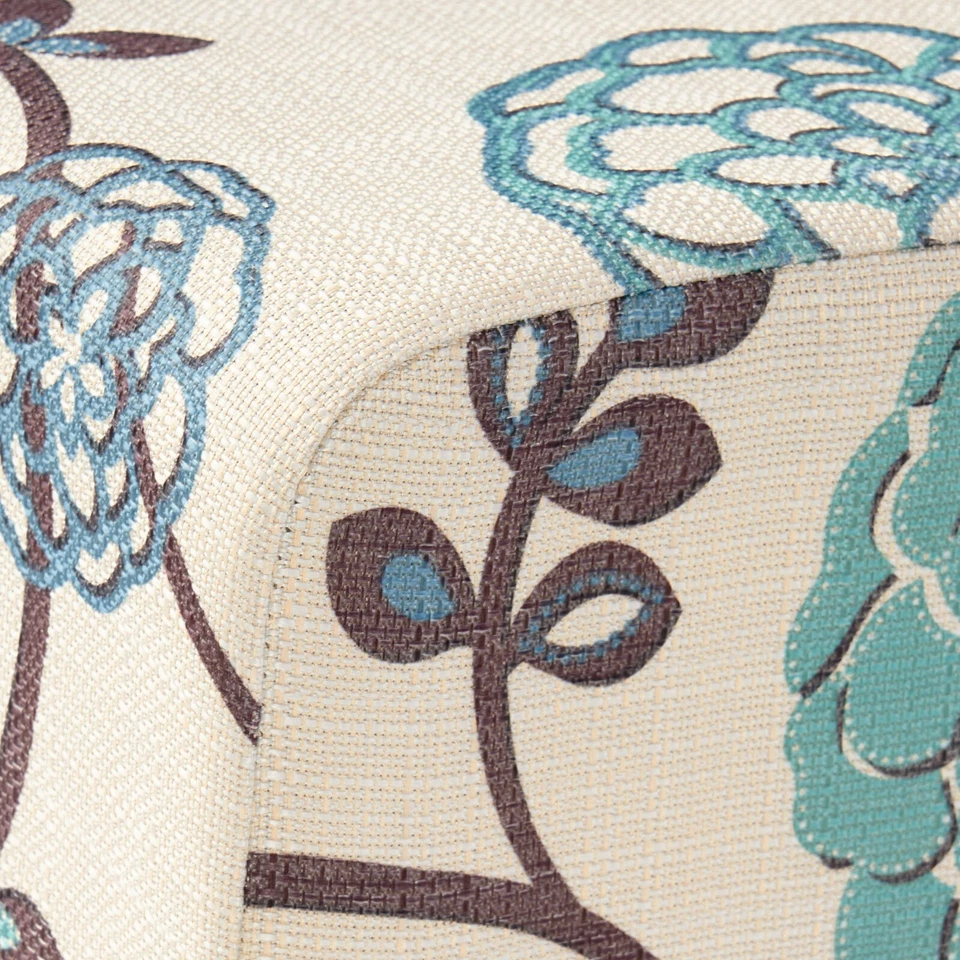 Silla de comedor Percival de tela floral blanca y azul, juego de 2 Foto 4 de 4