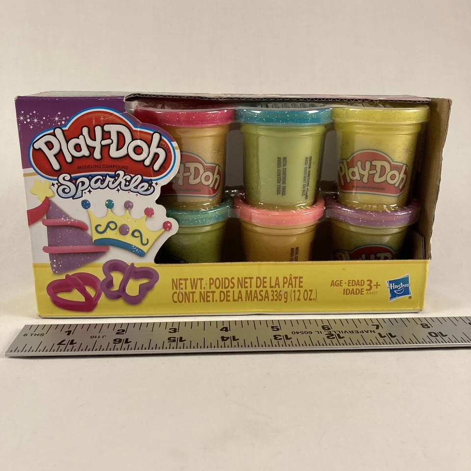 Hasbro Play-Doh Sparkle Compound 6 Color Collection New w/Cutters - Image 2 of 4