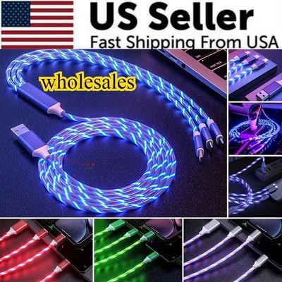 LED Light Up Fast Charging Charger Cable USB Cord For iPhone Android Type C New